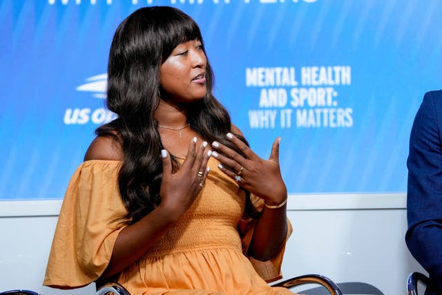 Naomi Osaka speaks during a forum on mental health at the US Open (Mary Altaffer/AP)