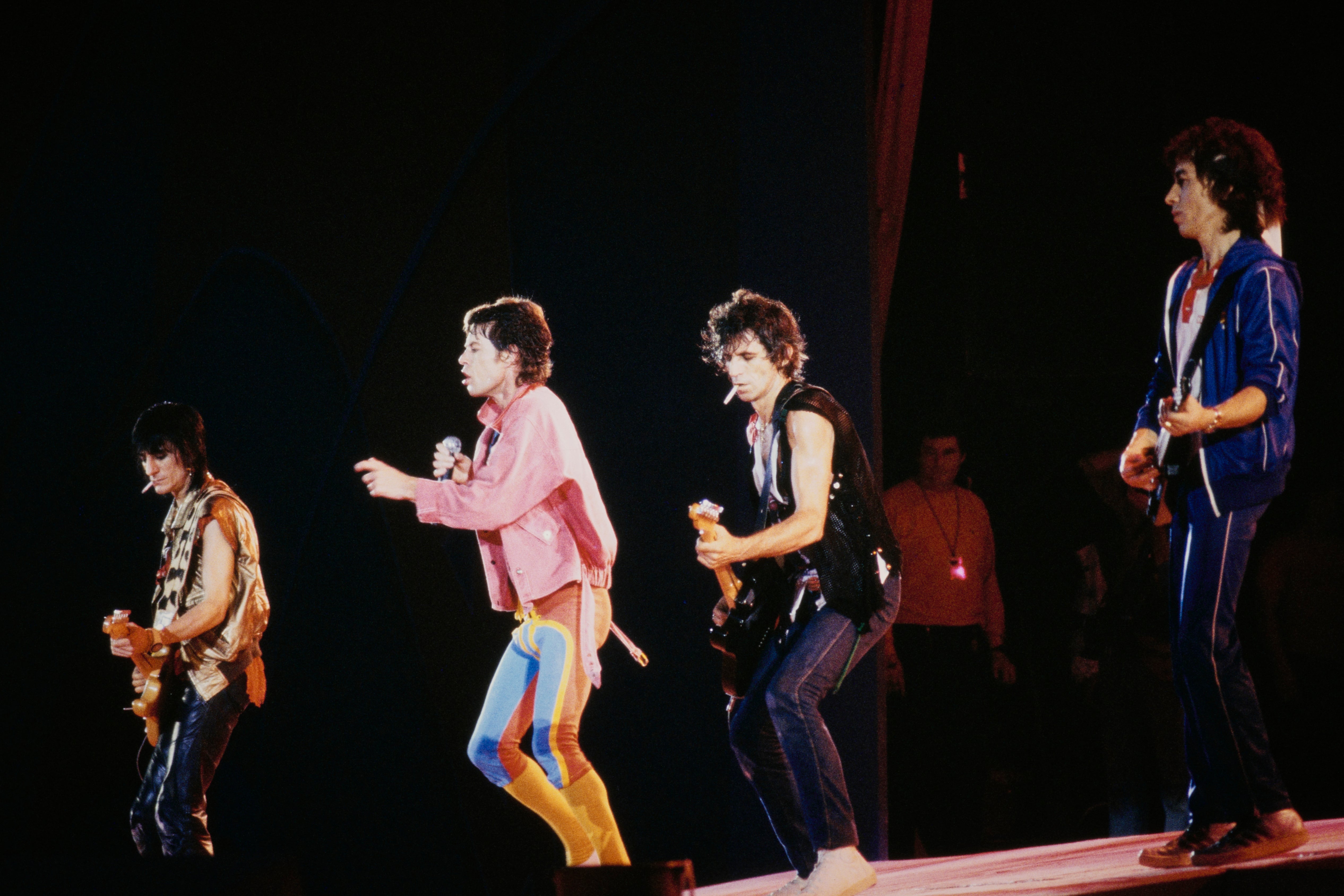 The Rolling Stones performing at Wembley Stadium in 1982