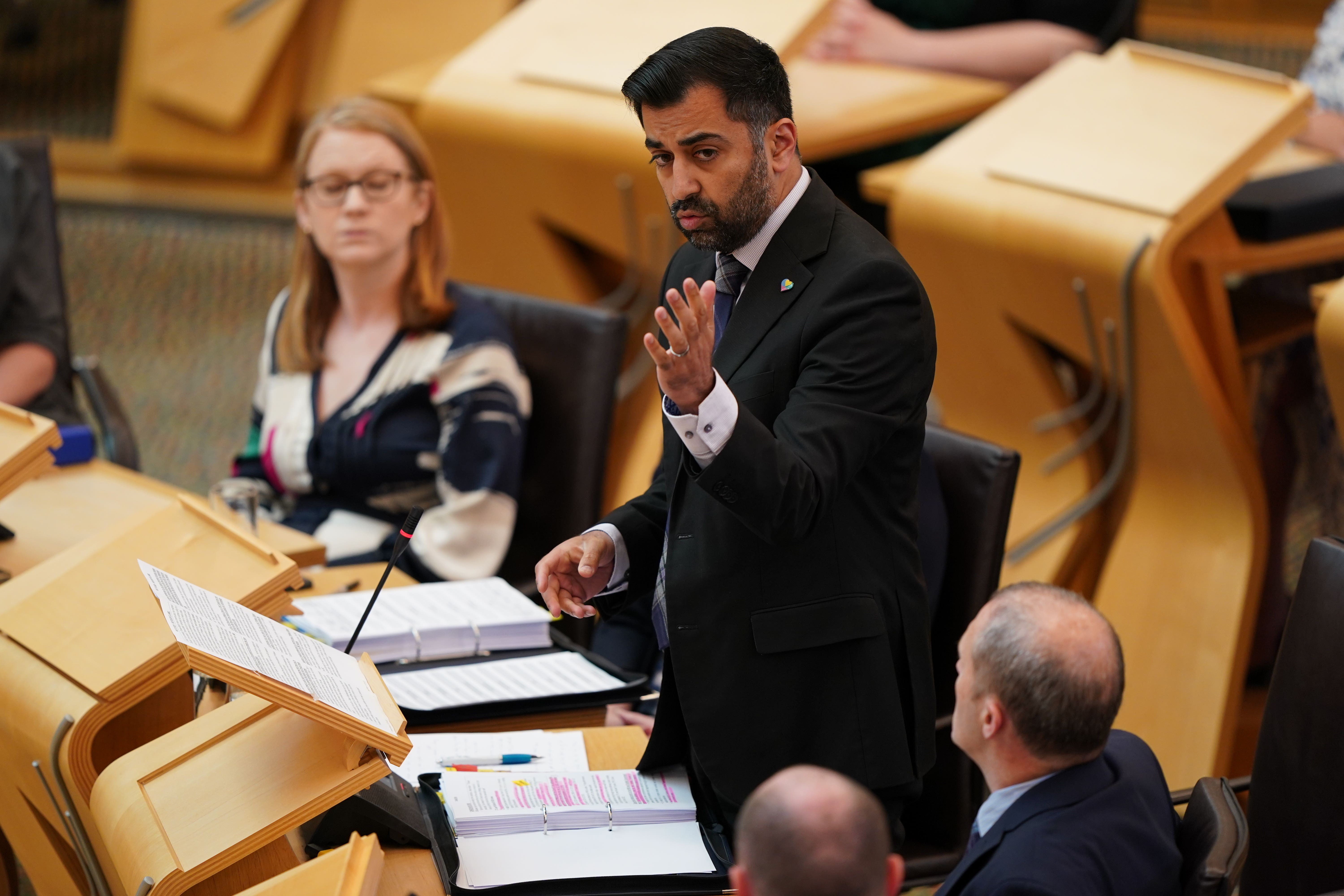 First Minister Humza Yousaf hit out at the Scottish Tory leader’s characterisation of a new police pilot (Andrew Milligan/PA)