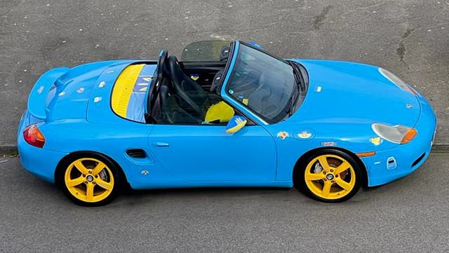 <p>Retired DJ paints car blue and yellow in show of support for Ukraine</p>