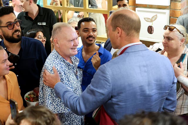 <p>Paul Gascgoine was delighted to meet the Prince of Wales amongst crowds at Pret A Manger Bournemouth</p>