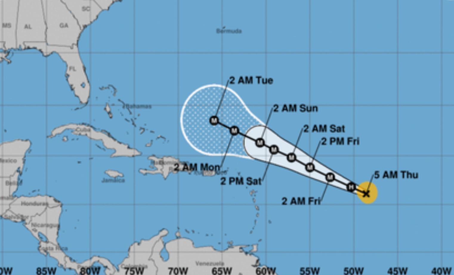 Hurricane Lee’s path on Thursday