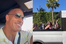 Dwayne Johnson delights fans as he crashes celebrity bus tour: ‘Did you guys go to my house yet?’