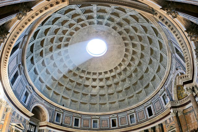 <p>Emperor Hadrian’s thin concrete stretched up and over the Pantheon’s 43m diameter rotunda has endured for nearly 2,000 years</p>