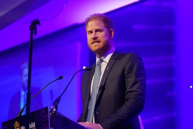 The Duke of Sussex gives a speech during the annual WellChild Awards (Yui Mok/PA)