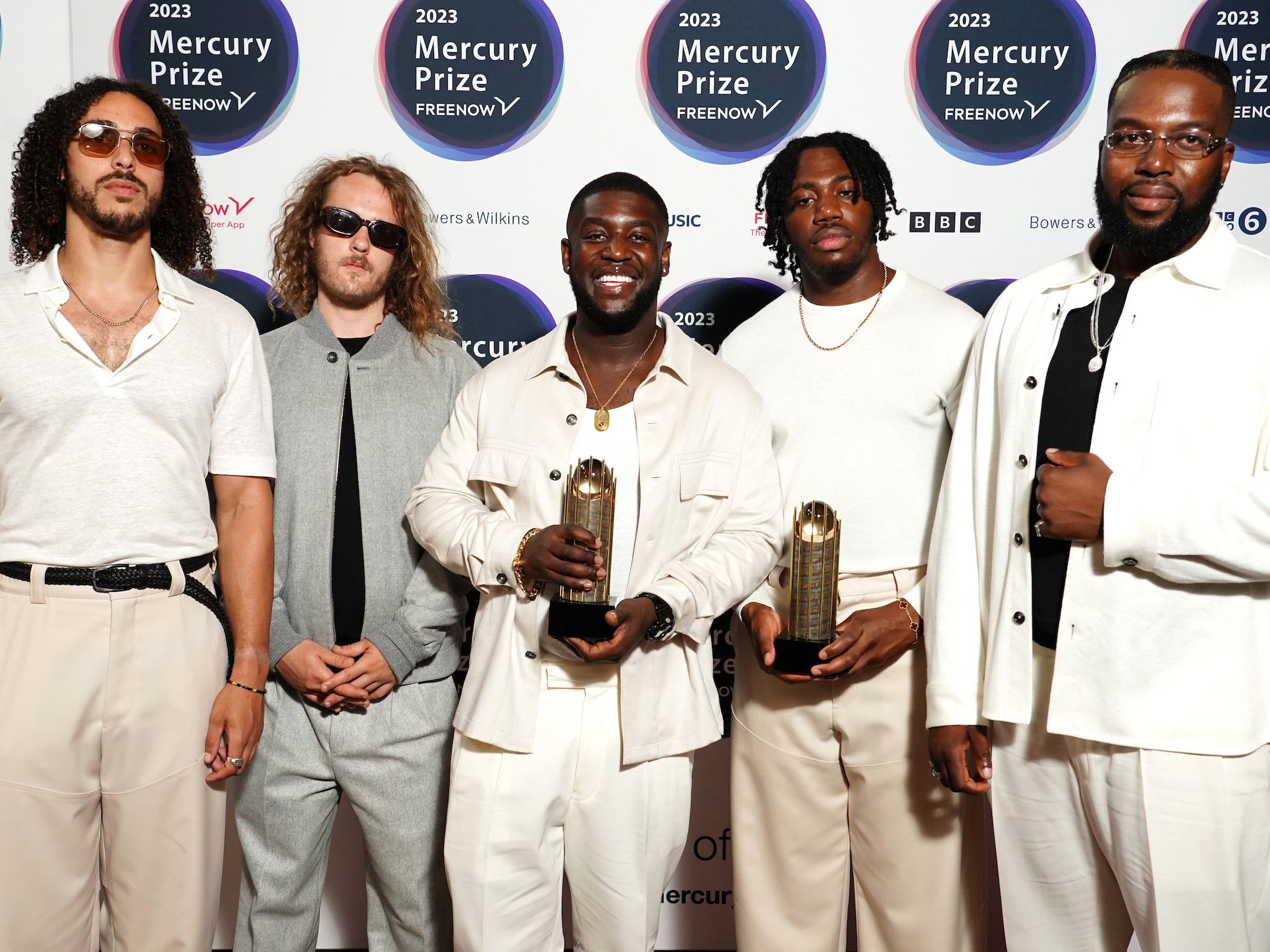 Ezra Collective on the red carpet at the 2023 Mercury Prize ceremony