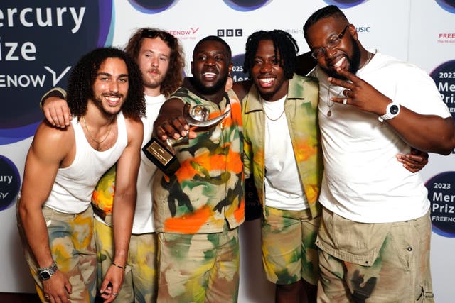 Ezra Collective win the 2023 Mercury Prize with their second studio album Where I’m Meant To Be at the awards show at the Eventim Apollo in London. (Ian West/PA)