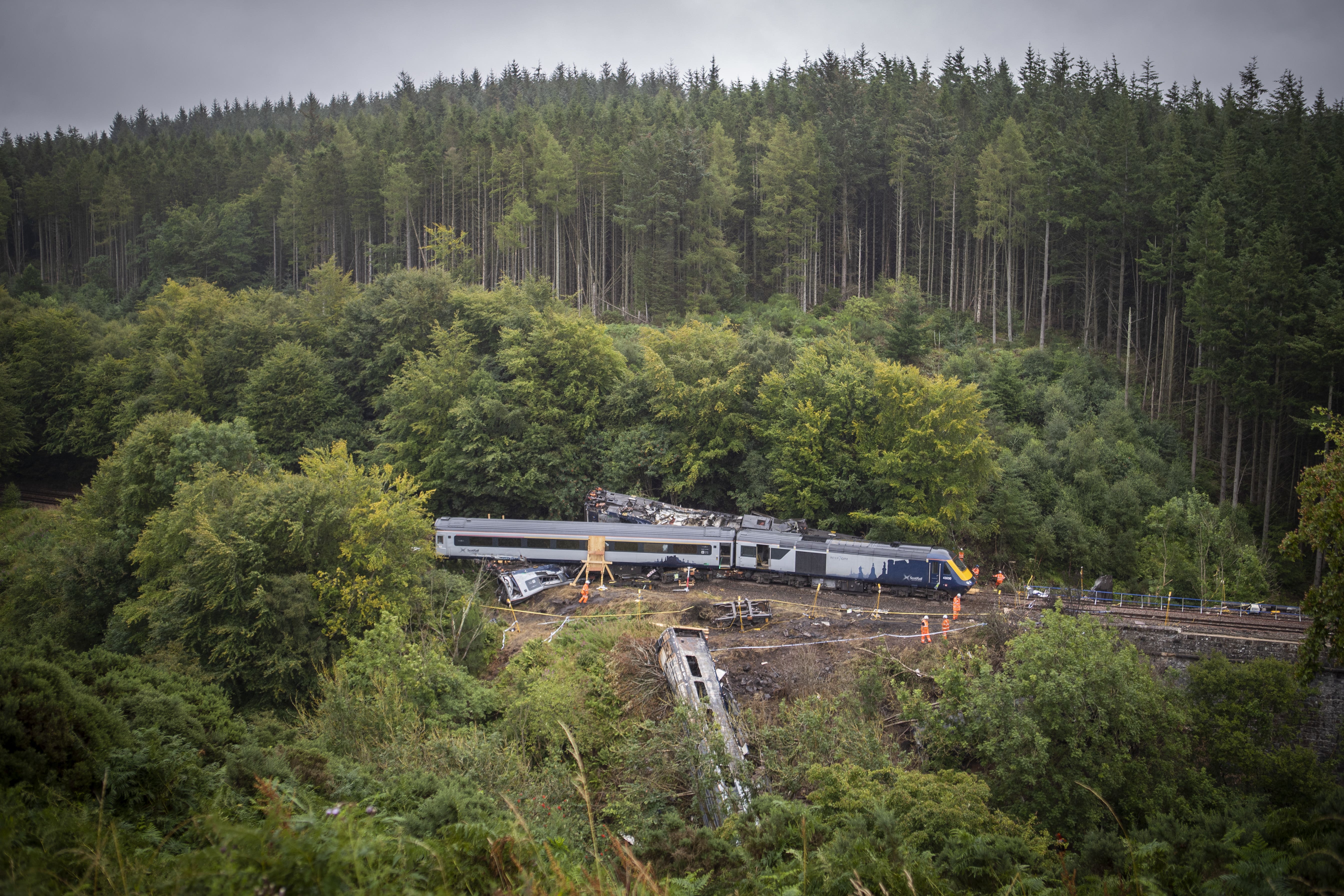 The train derailed in August 2020, leaving three people dead (Jane Barlow/PA)