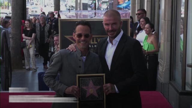 <p>David Beckham hails ‘inspirational’ Marc Anthony at Hollywood Walk of Fame.</p>