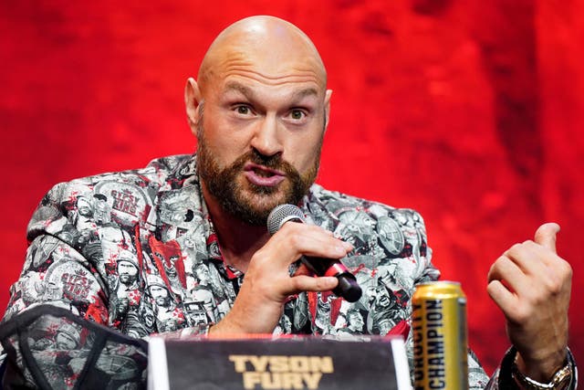 <p>Tyson Fury during the launch press conference of his boxing contest with MMA fighter Francis Ngannou (James Manning/PA)</p>
