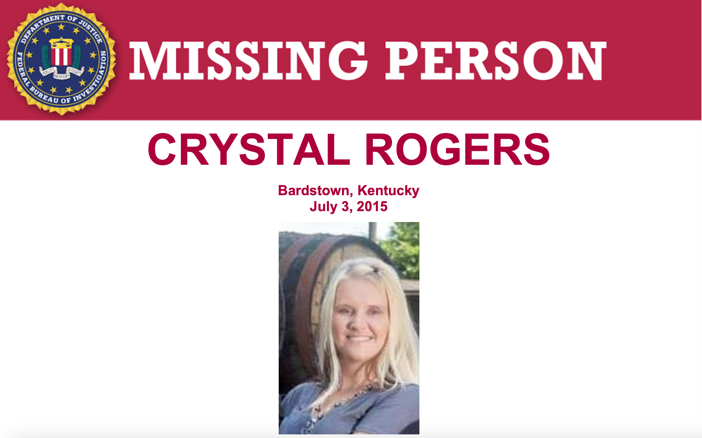 The FBI took over the Crystal Rogers case in 2020