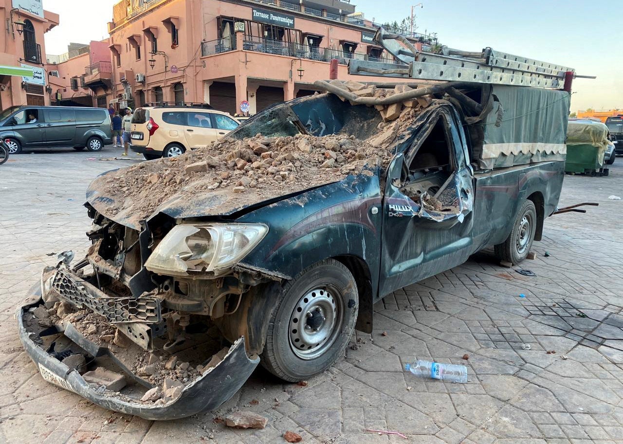 A damaged vehicle in Marrakech