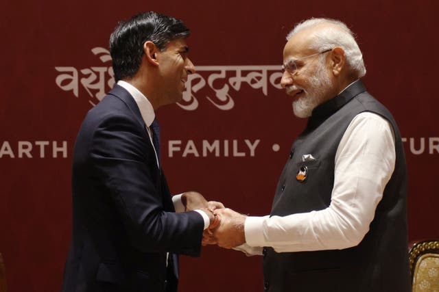 <p>As the first British prime minister of Indian heritage, Rishi Sunak was accorded an especially warm welcome</p>