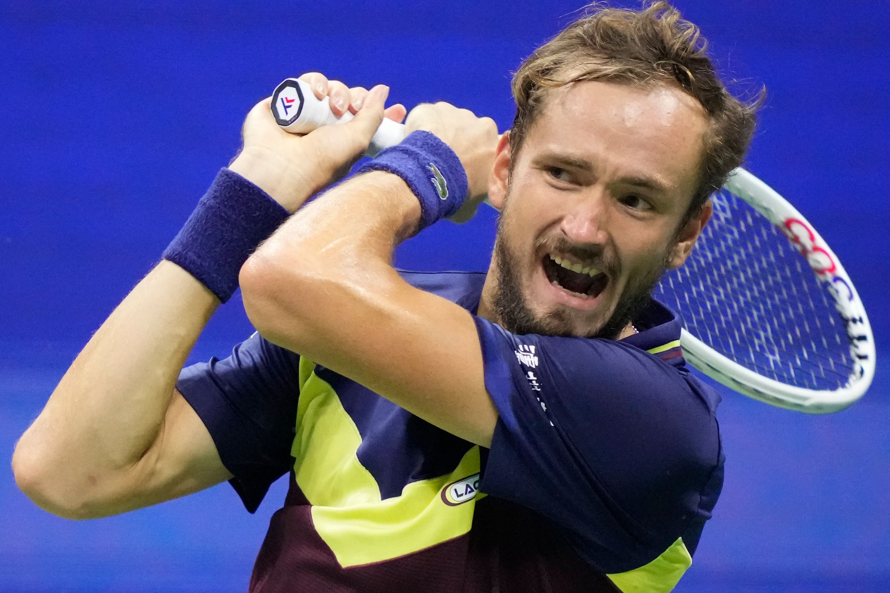 Daniil Medvedev, pictured, faces Novak Djokovic on Sunday (John Minchillo/AP)