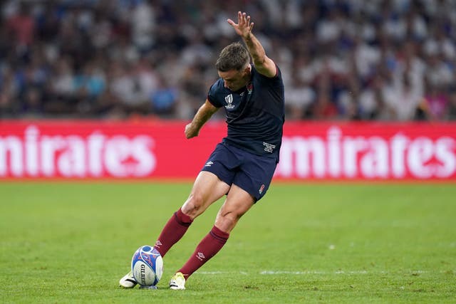 England’s George Ford scores a penalty during the 2023 Rugby World Cup Pool D match at the Stade de Marseille (Mike Egerton/PA)