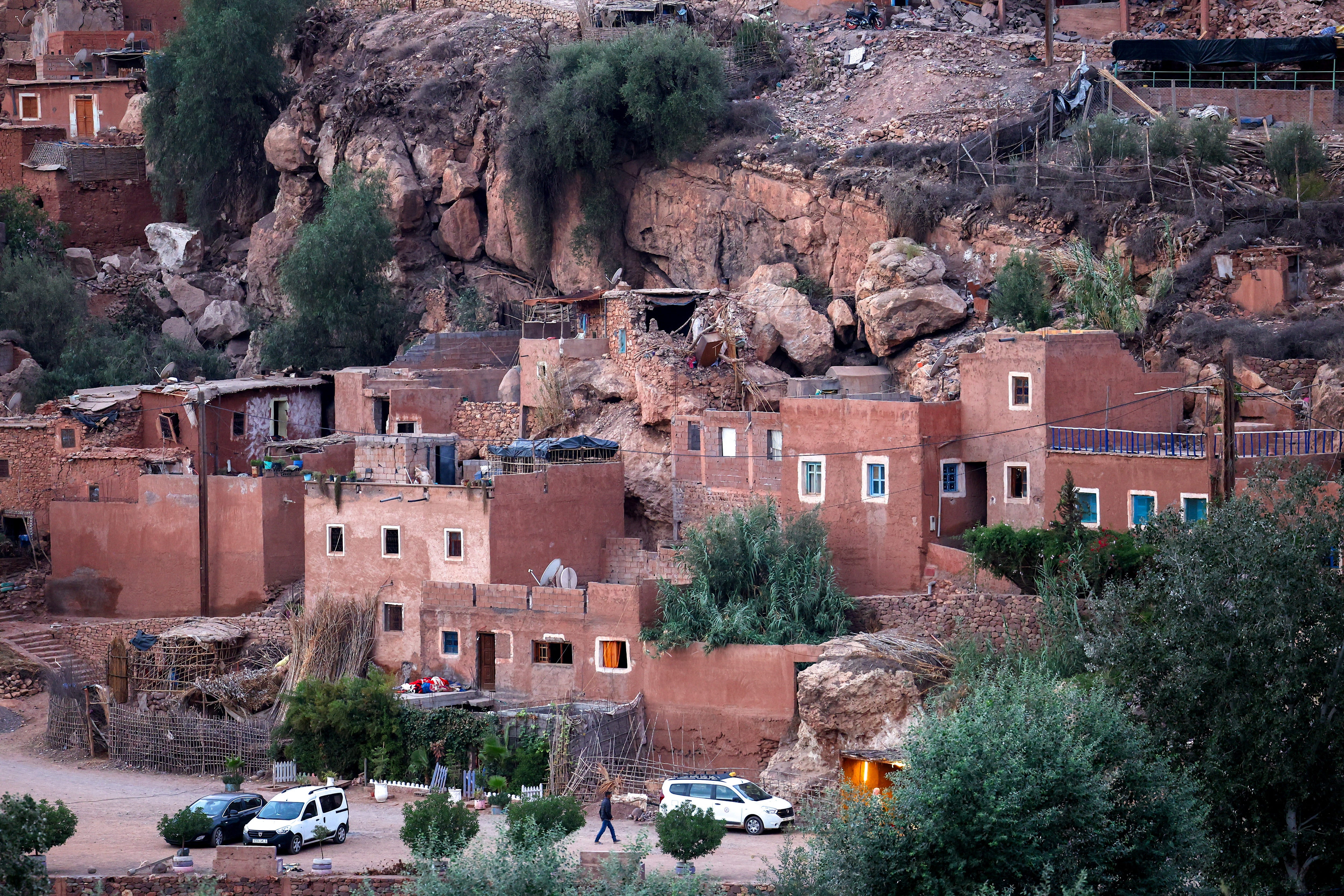 A general view of damages following a powerful earthquake, in Tahnaout, in Morocco