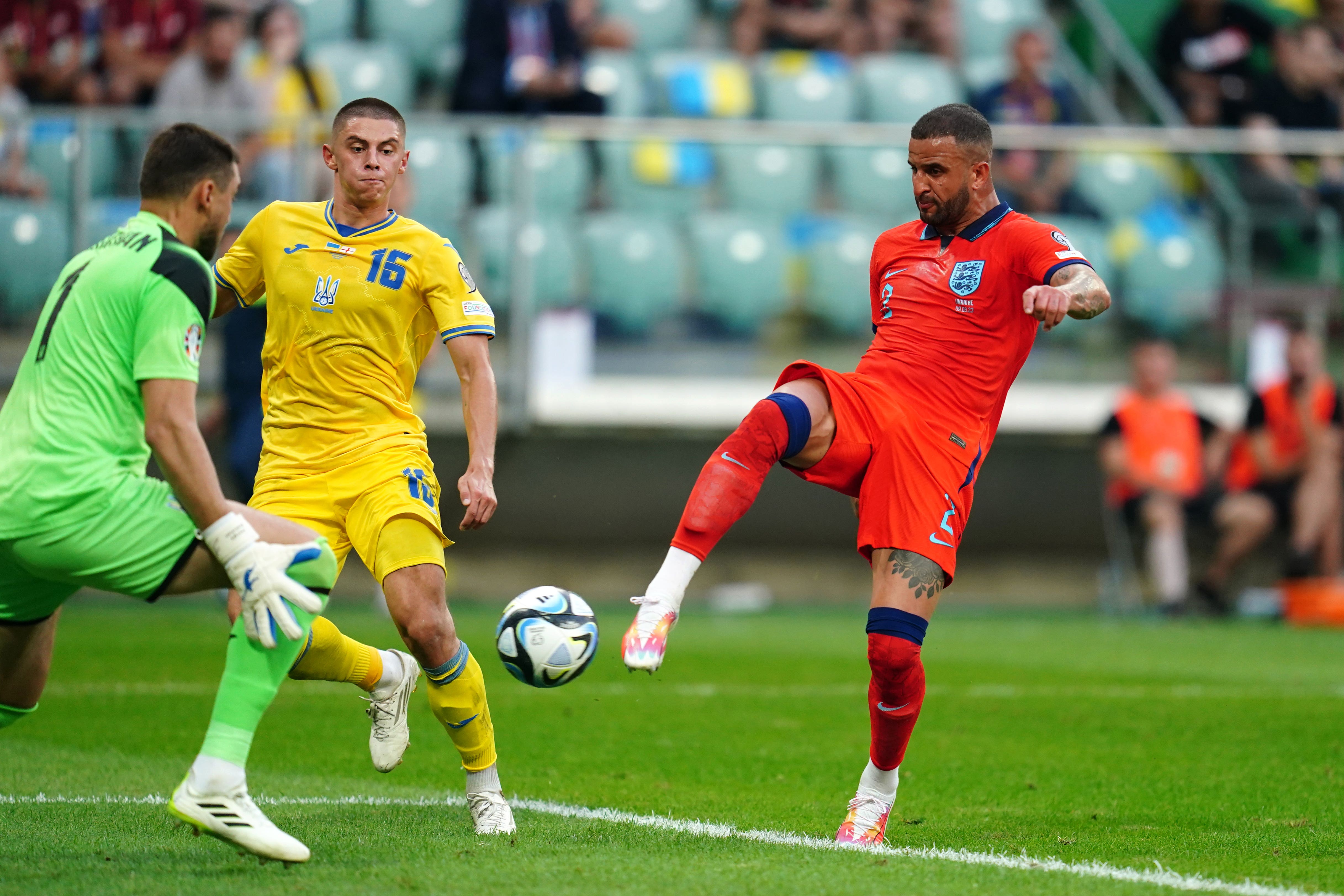 Kyle Walker scored his first England goal against Ukraine (Nick Potts/PA)