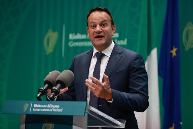 Leo Varadkar was joined by European Commission Vice-President Maros Sefcovic (Liam McBurney/PA)