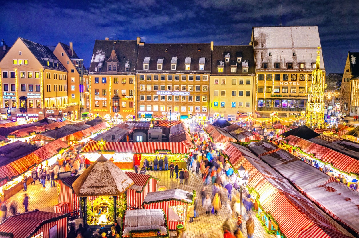 Nuremberg’s market is opened by the ‘Christkindl’, a woman who serves as the Lutheran version of Father Christmas
