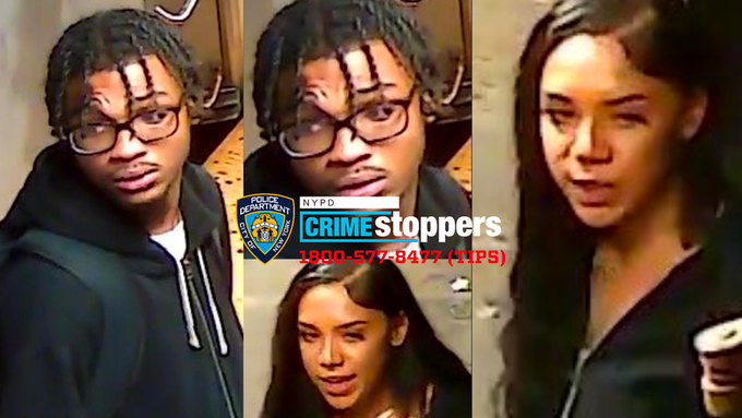 The NYPD has released pictures of a man and a woman suspected of repeatedly stabbing a man