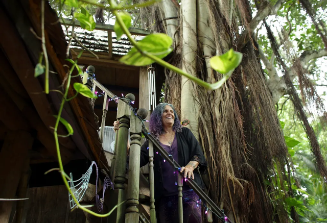 <p>Shawnee Chasser, 72, has lived in her treehouse for 17 years, but now is being forced to tear it down</p>
