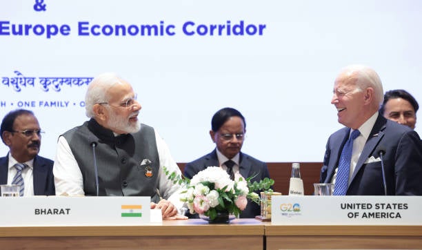 Indian Prime Minister Narendra Modi and the United States President Joe Biden attend Partnership for Global Infrastructure and Investment & India-Middle East-Europe Economics Corridor event within the G20 Leaders’ Summit 2023 at Bharat Mandapam