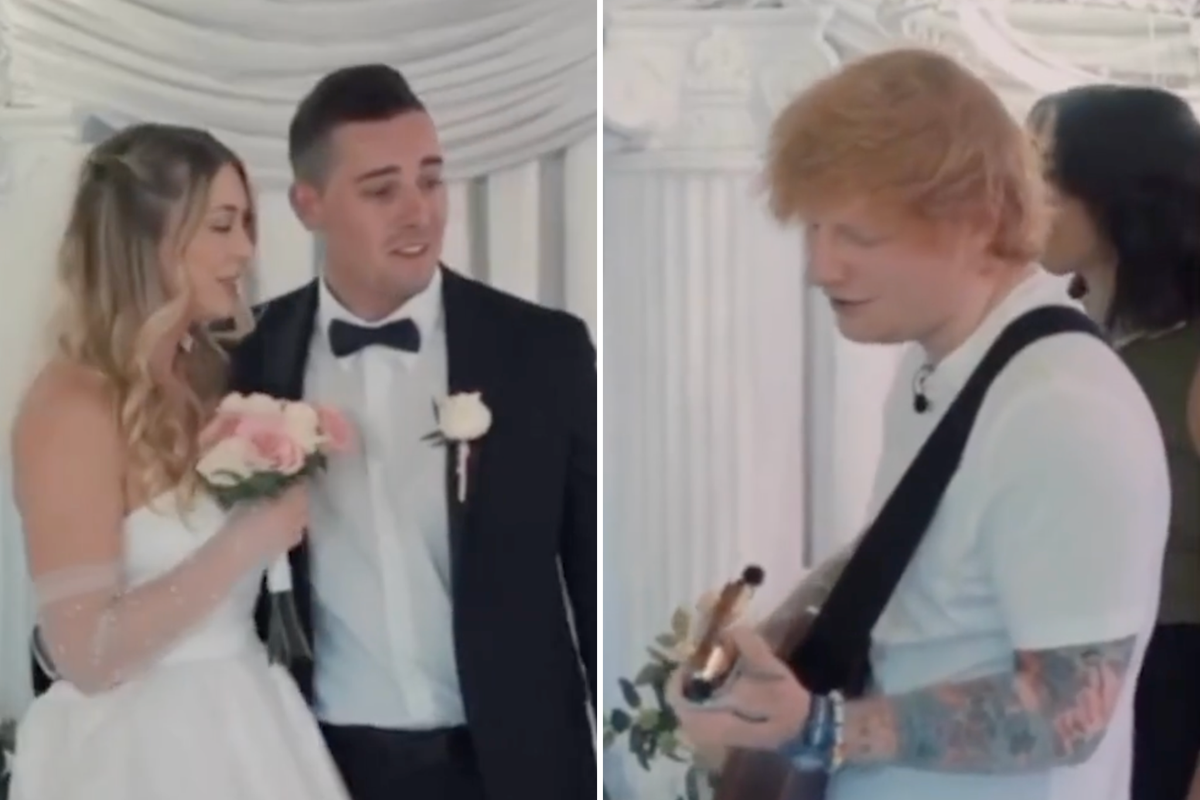 Ed Sheeran stuns bride and groom as he serenades them after crashing their Las Vegas wedding