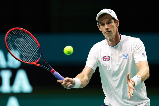 <p>Andy Murray during a GB team practise session ahead of the Davis Cup finals group stage at AO Arena, Manchester on 10 September </p>