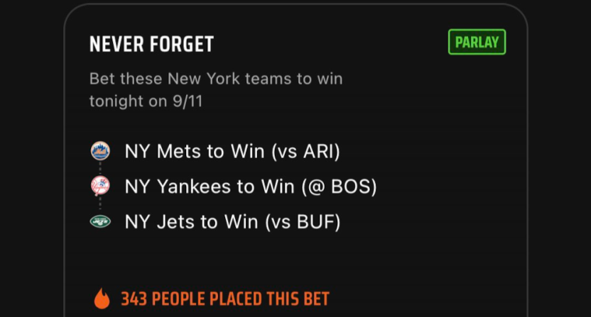 DraftKings’ offered a “Never Forget” parlay on the 22nd anniversary of 9/11