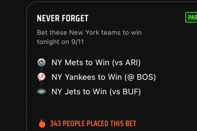 <p>DraftKings’ offered a “Never Forget” parlay on the 22nd anniversary of 9/11</p>