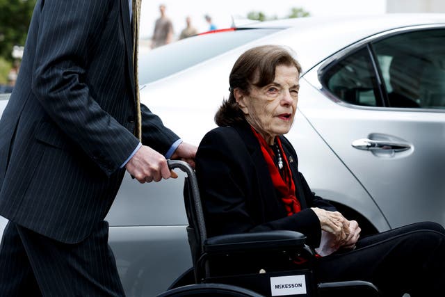 <p>Sen. Dianne Feinstein (D-CA) arrives to the U.S. Capitol Building on May 10, 2023 in Washington, DC. Feinstein is returning to Washington after over two months away following a hospitalization due to shingles.</p>