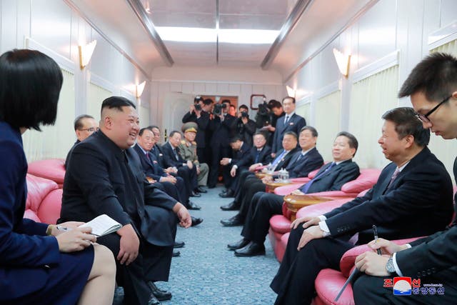 <p>North Korean leader Kim Jong-un on his train in 2019 </p>