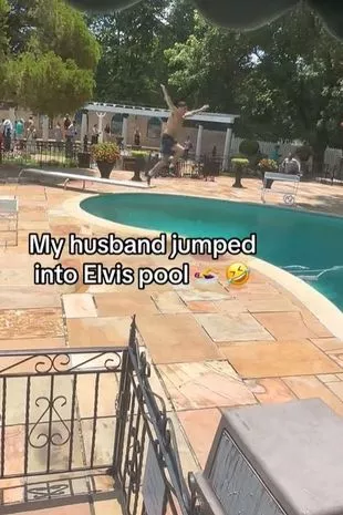 Nanny Murphy captured the moment her husband jumped into Elvis’ restricted pool