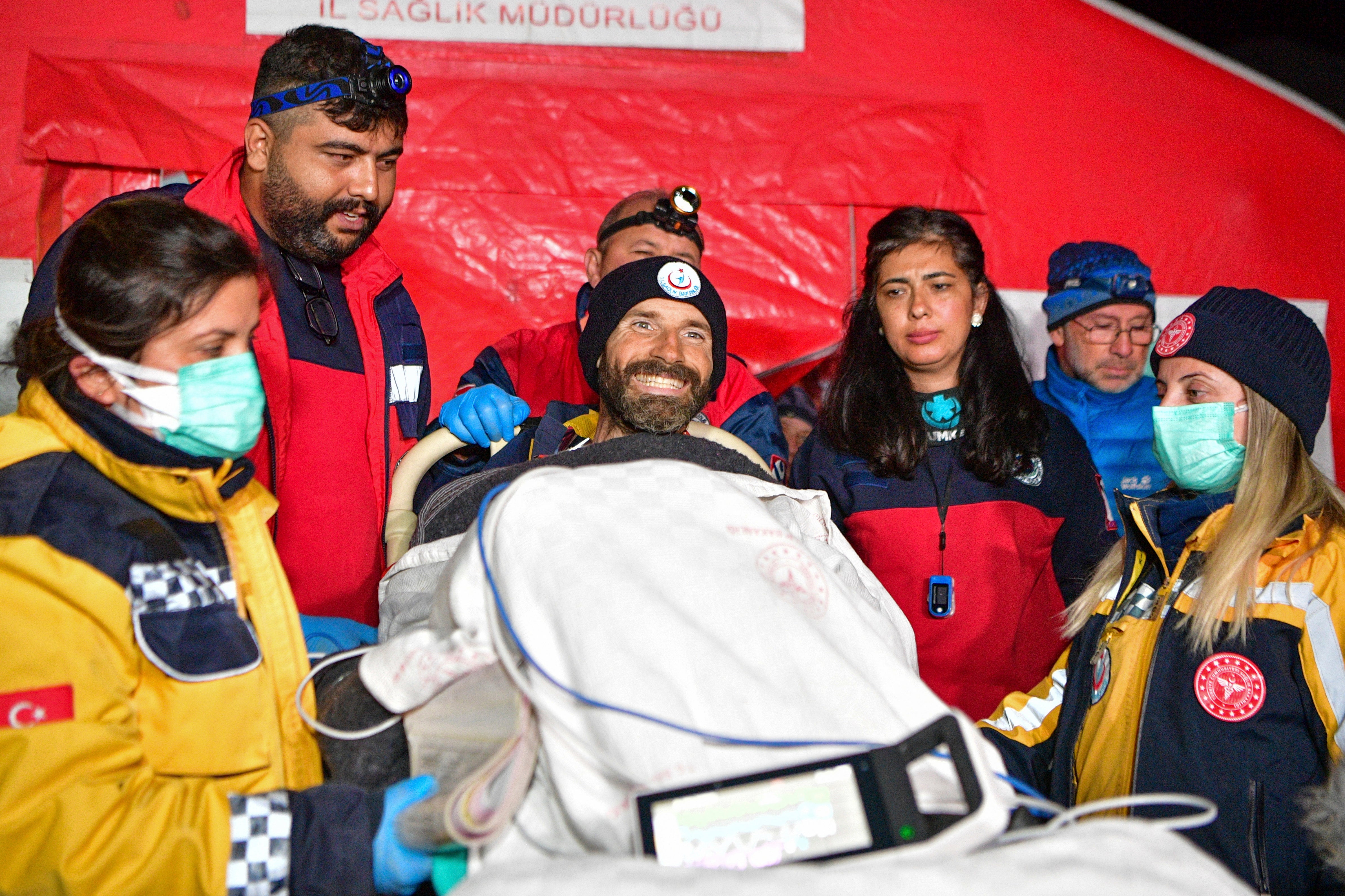 Dickey talks to journalists after being rescued