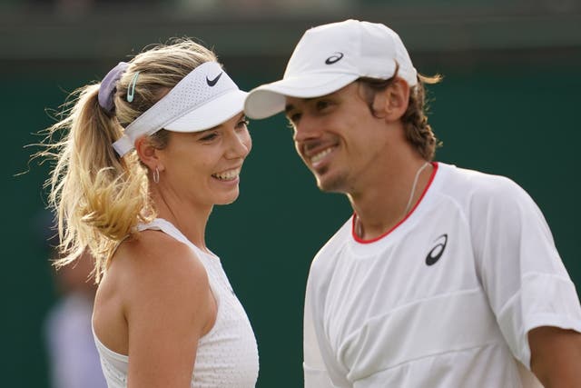 Alex De Minaur, right, and Katie Boulter played doubles together at Wimbledon (Victoria Jones/PA)