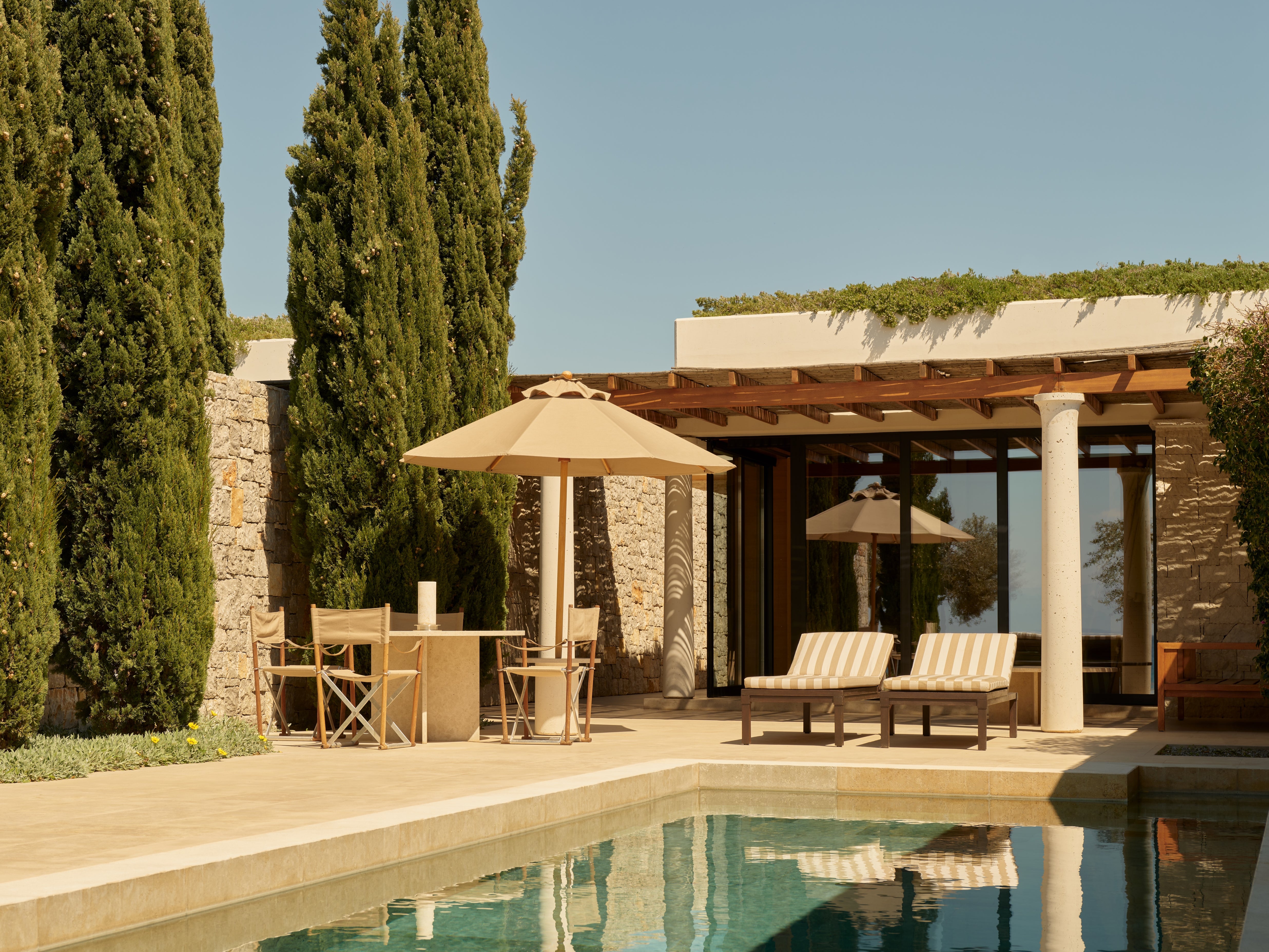 Villas have stone-walled courtyards, plunge pools and a private chef