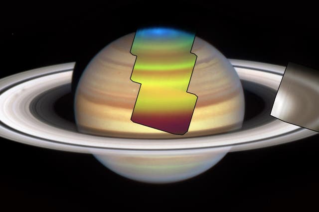 A montage of JWST MIRI/MRS observations of Saturn in November 2022 (NASA/ESA/Amy Simon, NASA-GSFC)