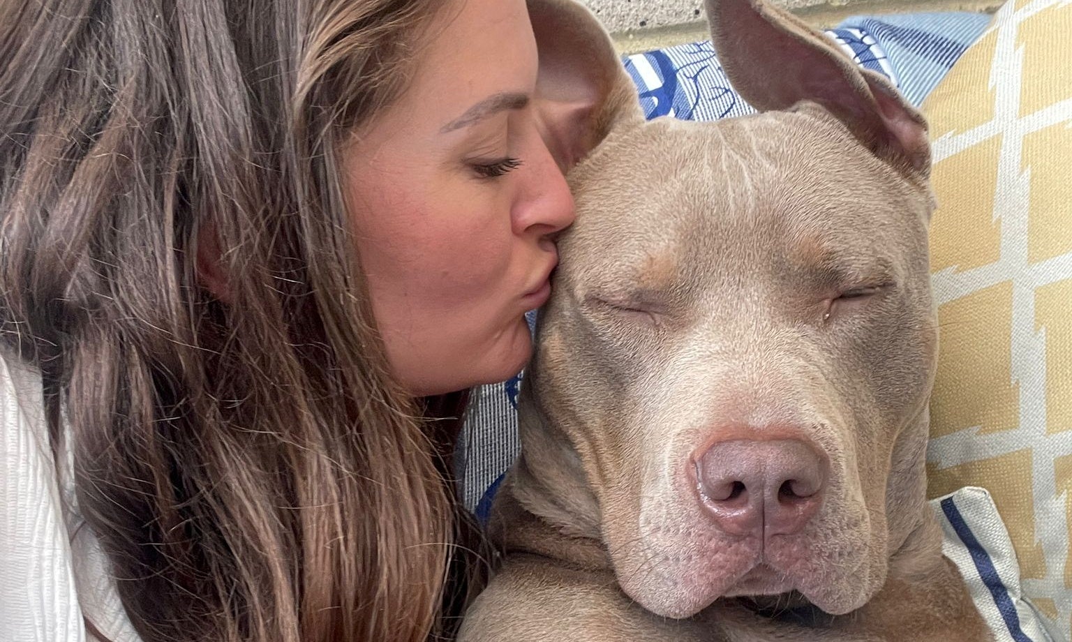 Sophie Coulthard and her XL bully dog. She says the government ban was a knee-jerk reaction and would not reduce dog attacks