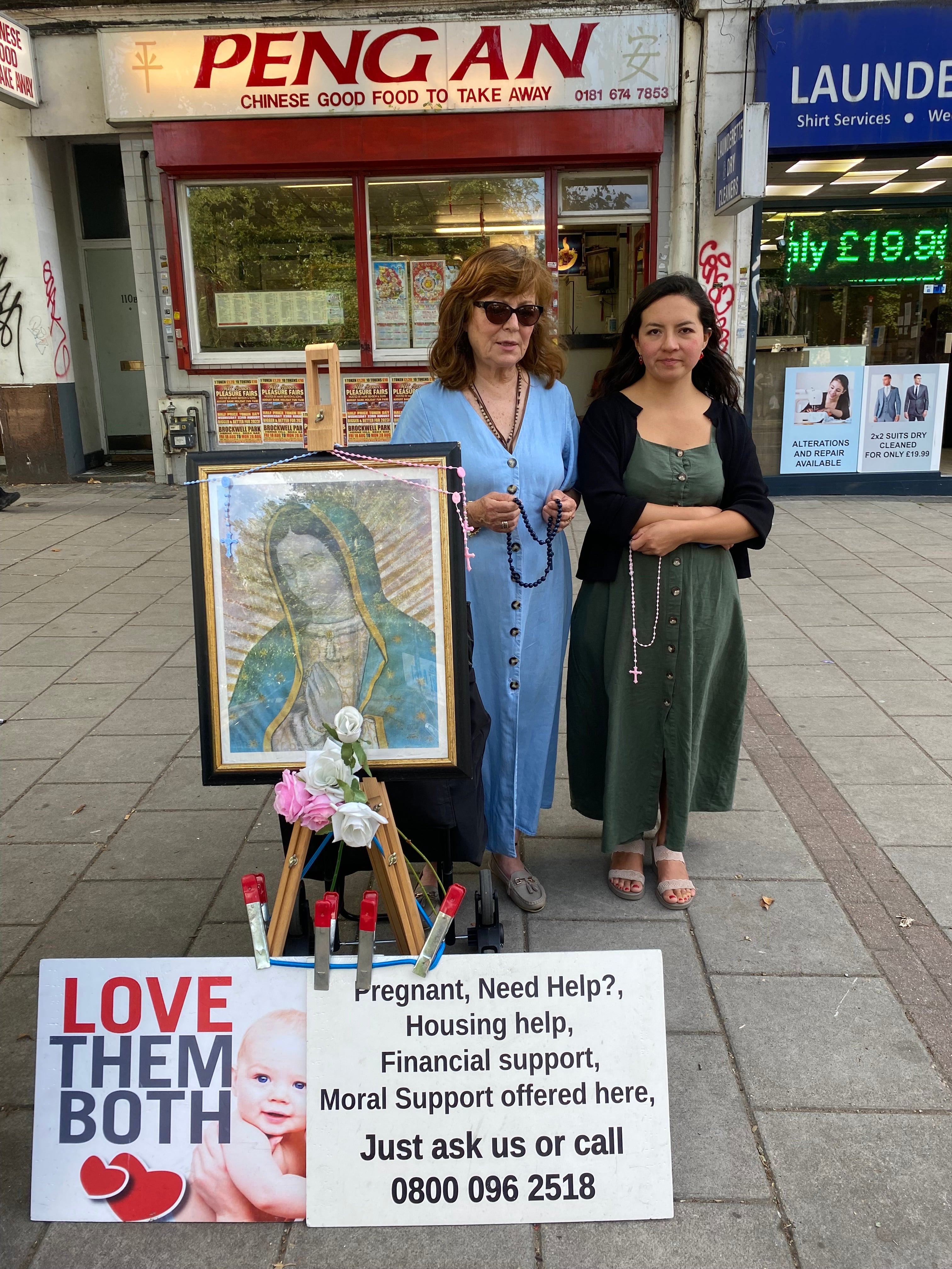 Protesters outside a Brixton abortion clinic