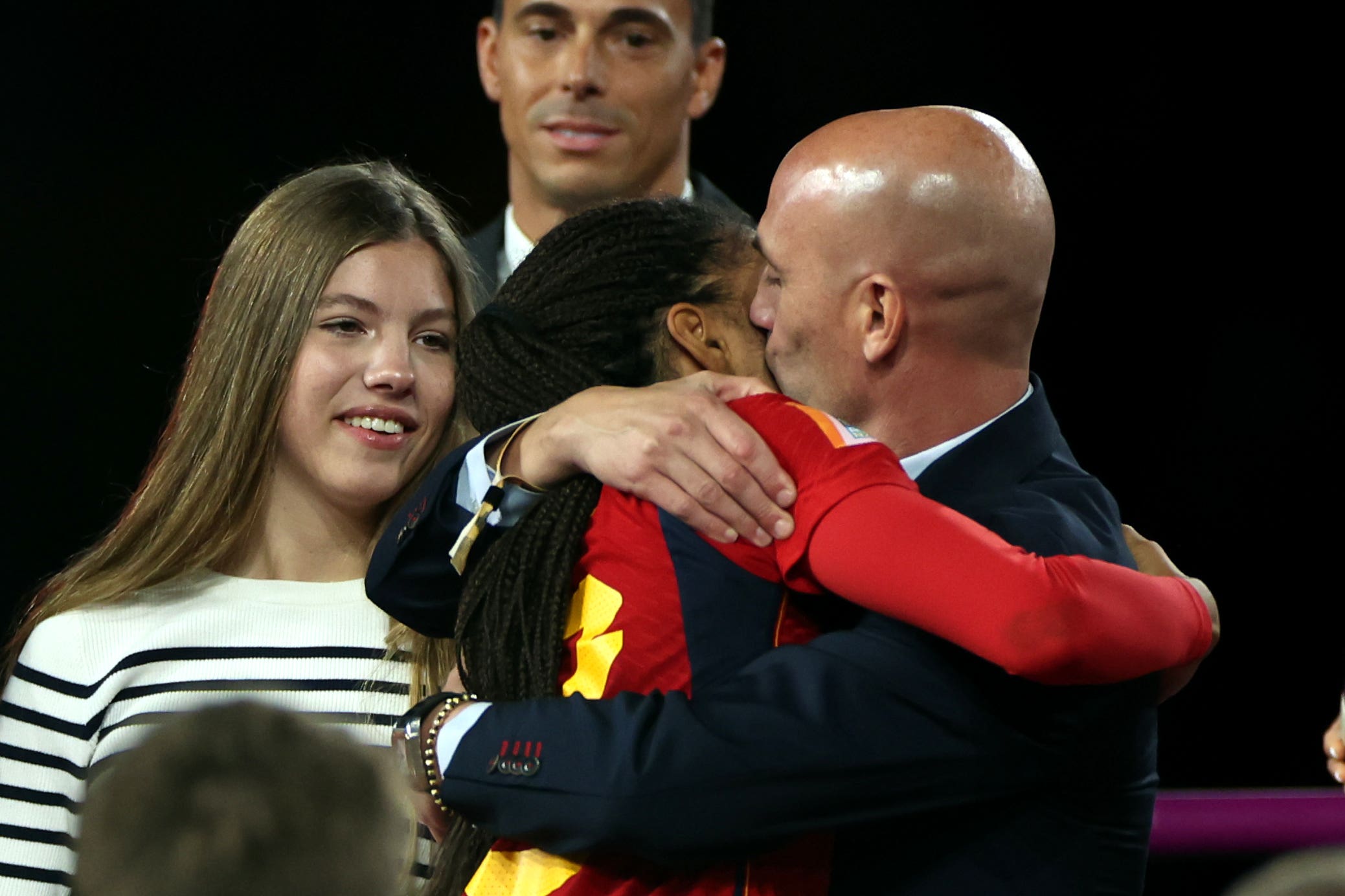 <p>The kiss during the World Cup trophy presentation sparked a huge backlash</p>