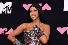 Cardi B wears dress made entirely of hair clips on 2023 VMAs red carpet