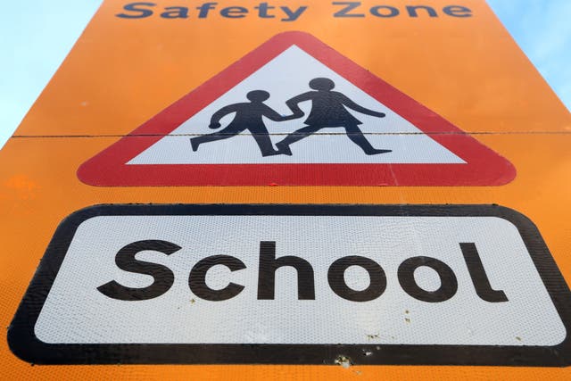 A general view of a school safety zone sign. (Mike Egerton/PA)