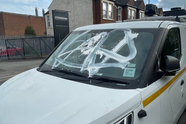 Ulez vans have been vandalised (@BrazahUKG/PA)