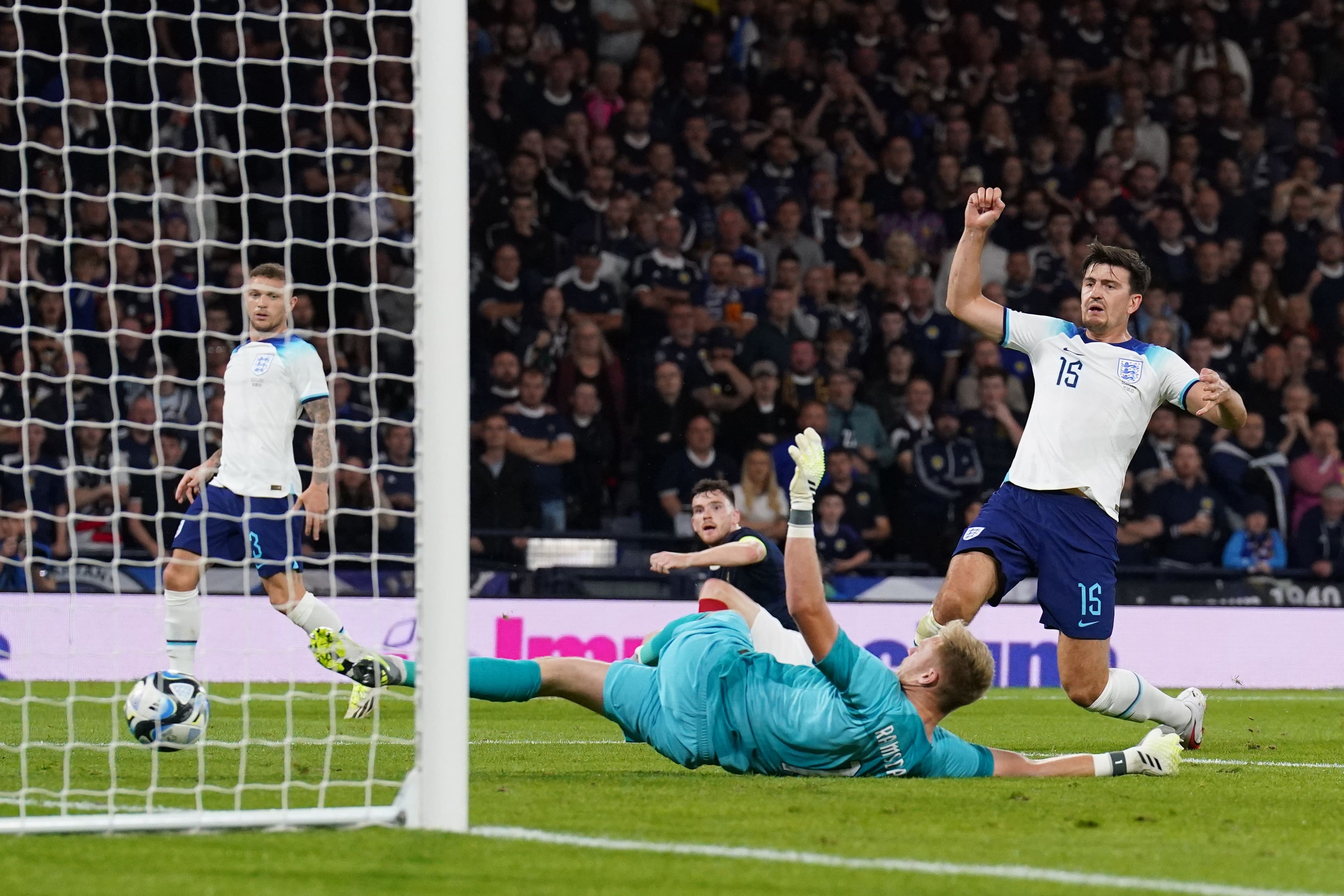 Harry Maguire put through his own net against Scotland