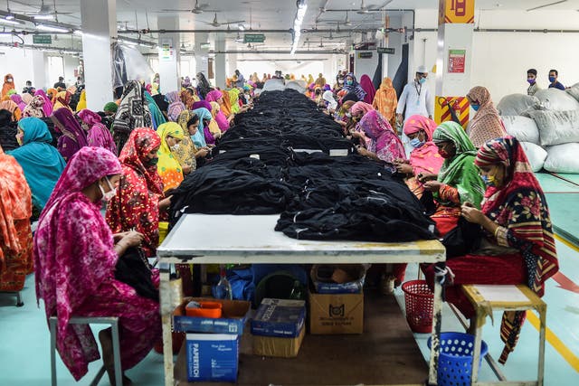 <p>Women at a garment factory in Bangladesh</p>