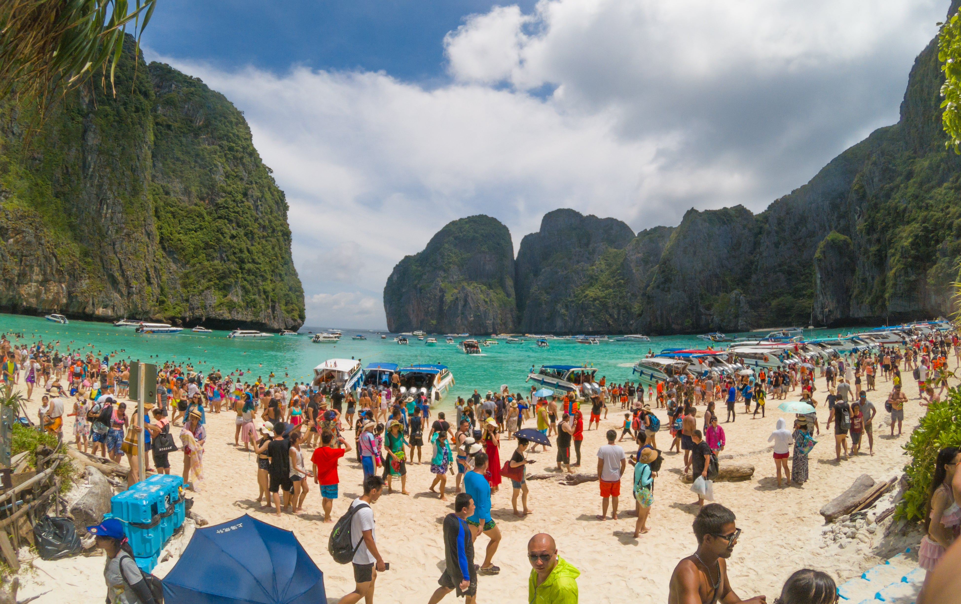 A swimming ban remains in place at reopened Maya Beach to protect the coral