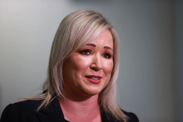 Sinn Fein Stormont leader Michelle O’Neill said she had never threatened to withdraw her party’s support for policing (Liam McBurney/PA)