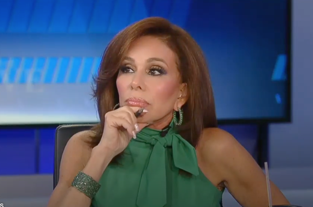 <p>Fox News host Jeanine Pirro sits silently during a taping of ‘The Five' after co-host Jessica Tarlov reminded her she was vaccinated</p>