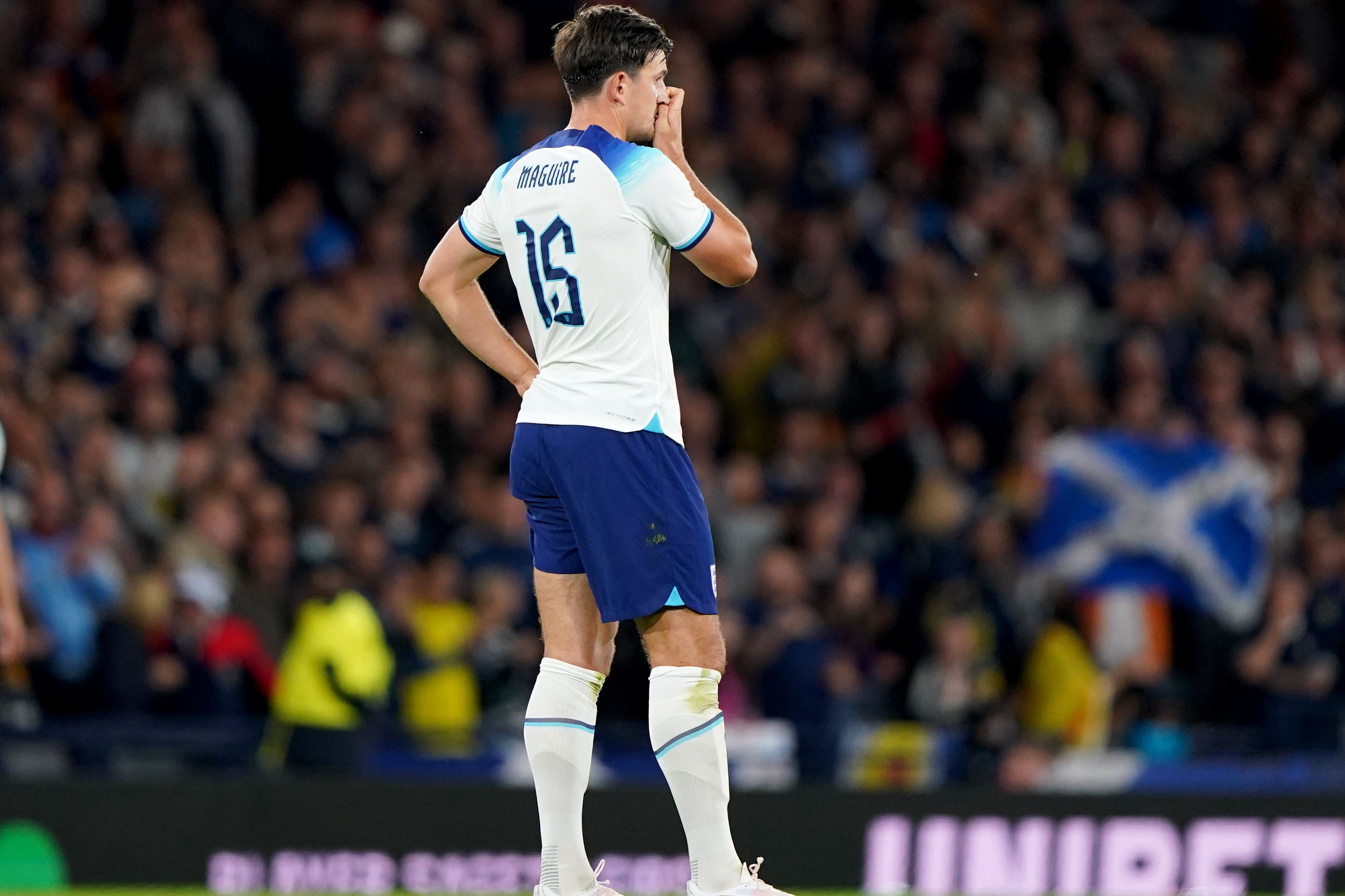 Harry Maguire was tormented by the Scotland fans at Hampden Park (Andrew Milligan/PA)