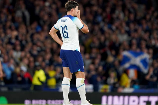Harry Maguire was tormented by the Scotland fans at Hampden Park (Andrew Milligan/PA)